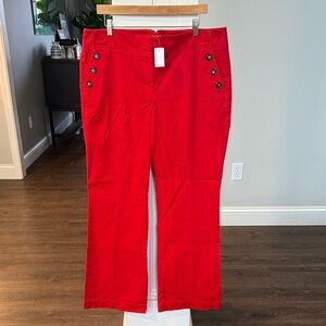 LOFT NWT Vibrant Red Button-Detail Pants ladies 14